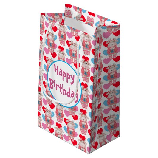 Heet-chocolade- en Hearts-cadeautas Klein Cadeauzakje (Achterkant Gekanteld)