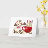 Heet chocolade en kerstfeestmaal glitter Sparkle Kaart (Gele Bloem)