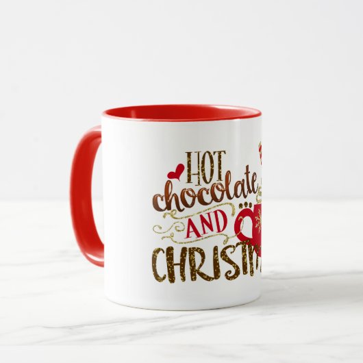 Heet chocolade en kerstfeestmaal glitter Sparkle Mok (Voorkant links)