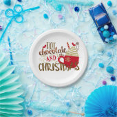 Heet chocolade en kerstfeestmaal glitter Sparkle Papieren Bordje (Feest)