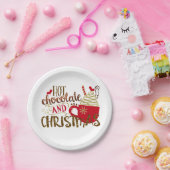 Heet chocolade en kerstfeestmaal glitter Sparkle Papieren Bordje (Feest)