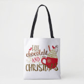 Heet chocolade en kerstfeestmaal glitter Sparkle Tote Bag (Voorkant)