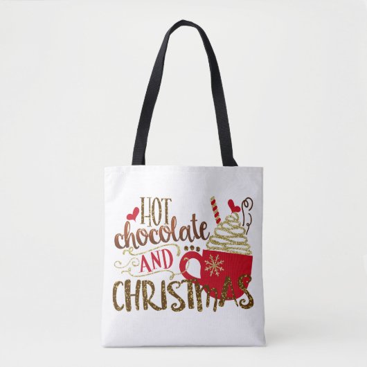 Heet chocolade en kerstfeestmaal glitter Sparkle Tote Bag (Voorkant)