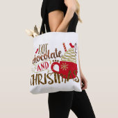 Heet chocolade en kerstfeestmaal glitter Sparkle Tote Bag (Dichtbij)