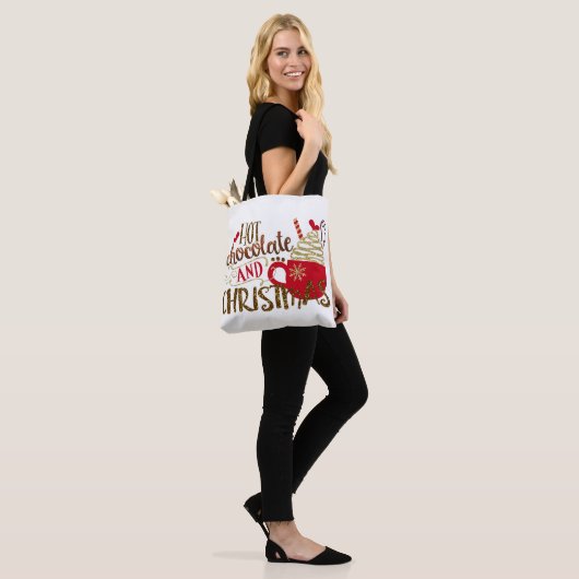Heet chocolade en kerstfeestmaal glitter Sparkle Tote Bag (Op model)