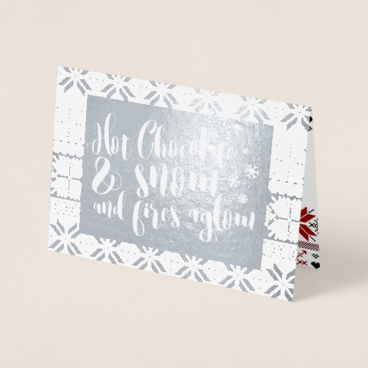 Heet chocolade- en sneeuwritme-ontwerp folie kaarten (Voorkant)
