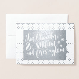 Heet chocolade- en sneeuwritme-ontwerp folie kaarten
