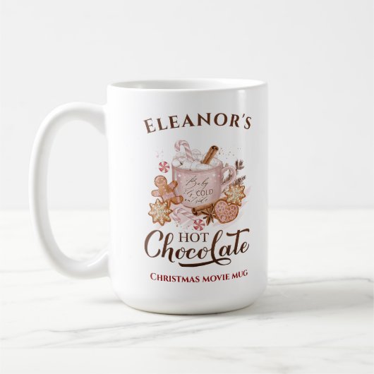 Heet Chocolade Modern Grote Naam Roze Kerst Mok (Links)