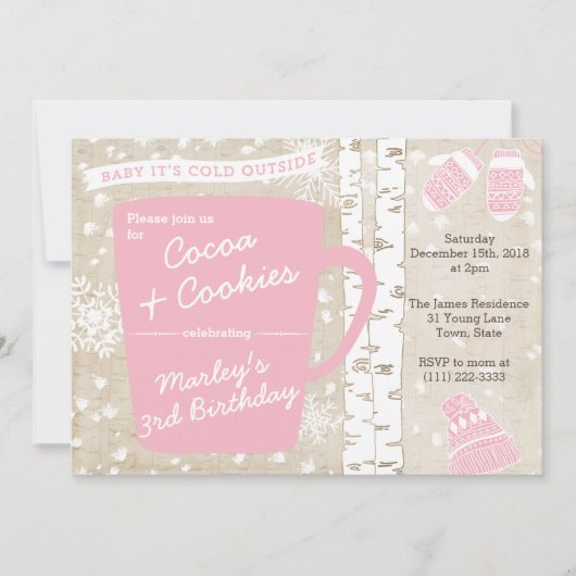 Heet-chocolade Winterfeest voor meisjes Kaart (Voorkant)
