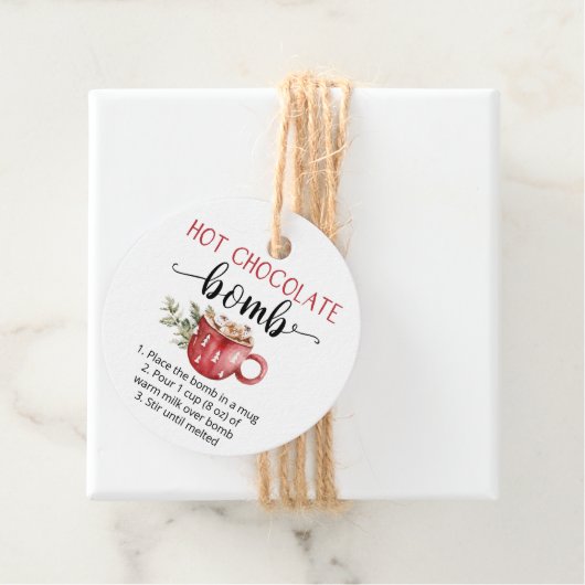 Heet-chocoladebom cute waterverf  bedankjes labels (In situ)