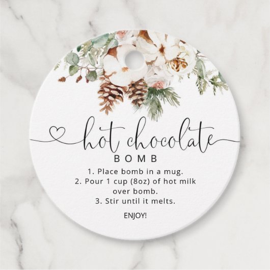 Heet chocoladebom label. Evergreen hot cacaobom Bedankjes Labels (Voorkant)