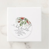 Heet chocoladebom label. Evergreen hot cacaobom Bedankjes Labels (In situ)