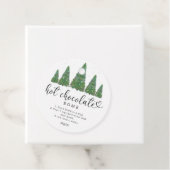 Heet chocoladebom label. Evergreen hot cacaobom Bedankjes Labels (In situ)