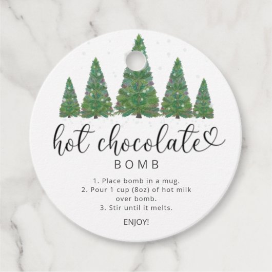 Heet chocoladebom label. Evergreen hot cacaobom Bedankjes Labels (Voorkant)