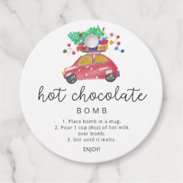 Heet chocoladebom label. Evergreen hot cacaobom Bedankjes Labels