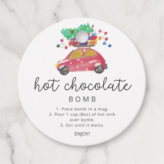 Heet chocoladebom label. Evergreen hot cacaobom Bedankjes Labels (Voorkant)