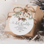 Heet chocoladebom label. Evergreen hot cacaobom Bedankjes Labels
