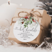 Heet chocoladebom label. Evergreen hot cacaobom Bedankjes Labels