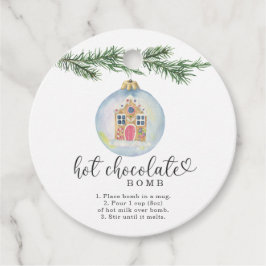 Heet chocoladebom label. Waterverf winter Bedankjes Labels