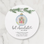 Heet chocoladebom label. Waterverf winter Bedankjes Labels (Achterkant)