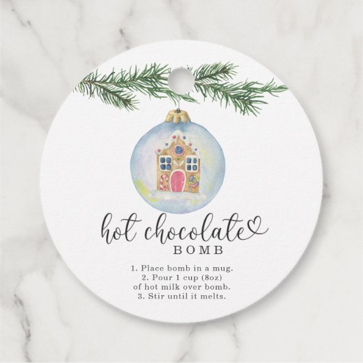 Heet chocoladebom label. Waterverf winter Bedankjes Labels (Achterkant)