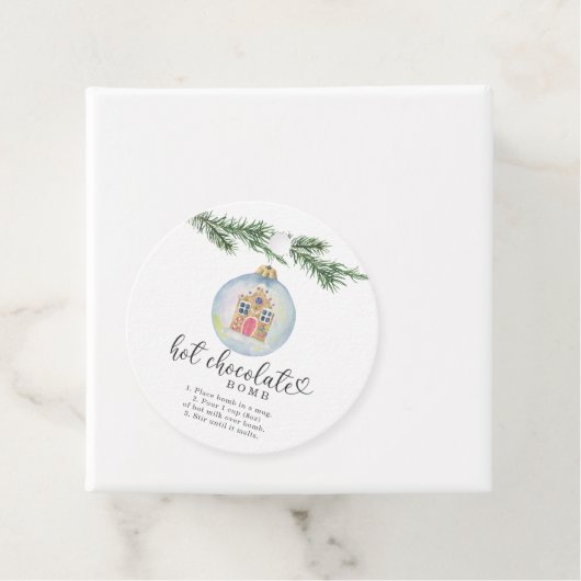 Heet chocoladebom label. Waterverf winter Bedankjes Labels (In situ)