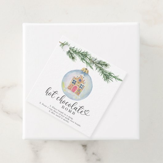 Heet chocoladebom label. Waterverf winter Bedankjes Labels (In situ)