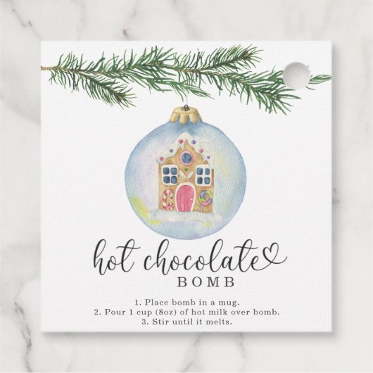 Heet chocoladebom label. Waterverf winter Bedankjes Labels (Achterkant)