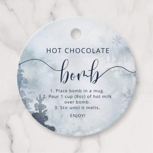 Heet chocoladebom label. Winterboskuikenbom Bedankjes Labels (Voorkant)