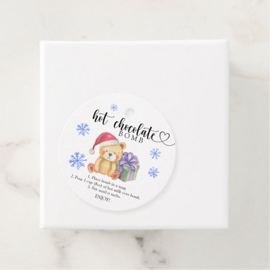 Heet chocoladebom label. Winterhete cacaombom Bedankjes Labels (In situ)