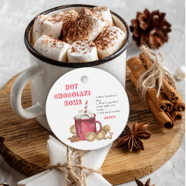 Heet chocoladebom label. Winterhete cacaombom Bedankjes Labels