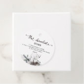 Heet chocoladebom label. Winterhete cacaombom Bedankjes Labels (In situ)