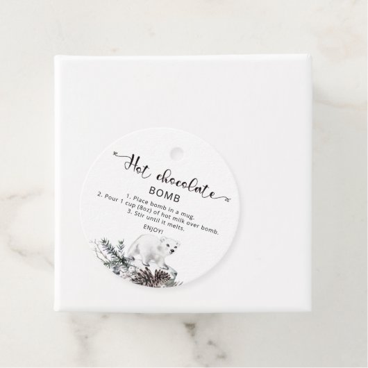 Heet chocoladebom label. Winterhete cacaombom Bedankjes Labels (In situ)