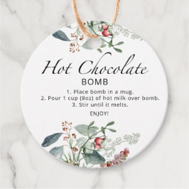 Heet chocoladebom label. Winterhete cacaombom Bedankjes Labels