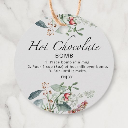 Heet chocoladebom label. Winterhete cacaombom Bedankjes Labels (Achterkant)