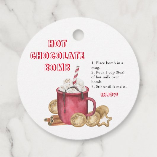 Heet chocoladebom label. Winterhete cacaombom Bedankjes Labels (Achterkant)