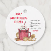 Heet chocoladebom label. Winterhete cacaombom Bedankjes Labels (Voorkant)