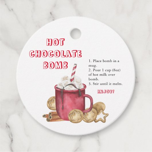 Heet chocoladebom label. Winterhete cacaombom Bedankjes Labels (Voorkant)