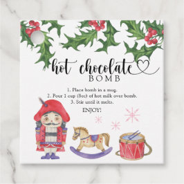 Heet chocoladebom label. Winterhete cacaombom Bedankjes Labels