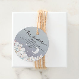 Heet chocoladebom label. Winterhete cacaombom Bedankjes Labels