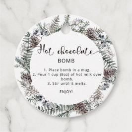 Heet chocoladebom label. Winterhete cacaombom Favo Bedankjes Labels