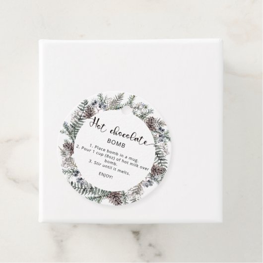 Heet chocoladebom label. Winterhete cacaombom Favo Bedankjes Labels (In situ)