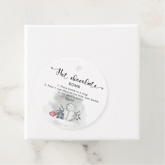 Heet chocoladebom label. Winterhete cacaombom Favo Bedankjes Labels (In situ)