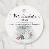 Heet chocoladebom label. Winterhete cacaombom Favo Bedankjes Labels (Voorkant)