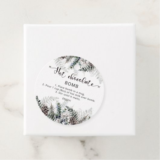 Heet chocoladebom label. Winterhete cacaombom Favo Bedankjes Labels (In situ)