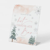 Heet Chocolate Bar — blauw winterwonderlandteken Reclamebord Met Voetstuk (Voorkant)