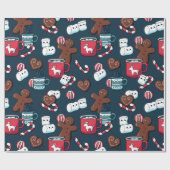 Heet Coco en kerstboompatroon Cadeaupapier (Vlak)