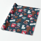 Heet Coco en kerstboompatroon Cadeaupapier (Uitgerold)