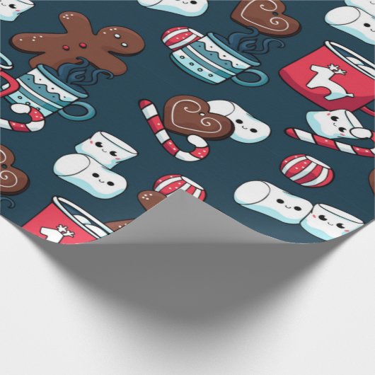 Heet Coco en kerstboompatroon Cadeaupapier (Hoek)