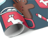 Heet Coco en kerstboompatroon Cadeaupapier (Rol Hoek)